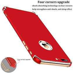 iPhone 8 Plus Case, Ultra Slim Flexible iPhone 8 Plus Matte Case, Styles 3 in 1 Electroplated Shockproof Luxury Cover Case for iPhone 8 Plus (SHINY RED)