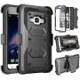 Tinysaturn Galaxy Luna Case, Galaxy Amp 2 Case, Galaxy Express 3 Case,J1 2016 Case, (TM) [Yvenus Series] [Black] Shock Absorbing Holster Belt Clip [Built-in Screen] Cover for Samsung Galaxy J1 2016