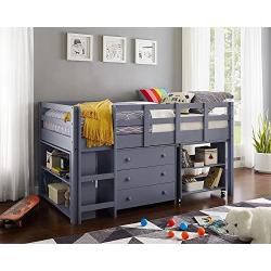 Naomi Home Low Study Loft Bed Gray/Twin