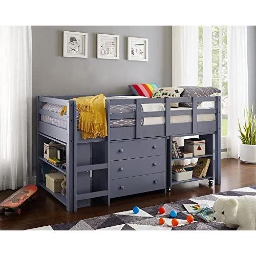 Naomi Home Low Study Loft Bed Gray/Twin