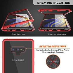 Note 9 Case, Punkcase Magnetic Shield, Protective Metal Frame Cover W/TPU Layer | 9H Tempered Glass Back + Screen Protector | Easy Slip On & Off Design Compatible W/Samsung Galaxy Note 9 (Red)