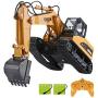 TEMA1985 Remote Control Excavator Toys with Metal Shovel 15 Channel Full Functional RC Construction Vehicles with Lights & Sound 2.4Ghz 2 Batteries Construction Tractor for Boys Girls Kids