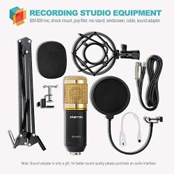 ZINGYOU Condenser Microphone Bundle, BM-800 Mic Kit with Adjustable Mic Suspension Scissor Arm, Metal Shock Mount and Double-Layer Pop Filter for Studio Recording & Broadcasting (Gold)