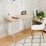 Writing Computer Desk Modern Simple Study Table Kids Desk Small Industrial ps5 Gaming Table Home Office Wood Work Desk with Metal Legs Tiny Desk for Bedroom, 39.4 x 18.9 x 29.1 inch Oak White