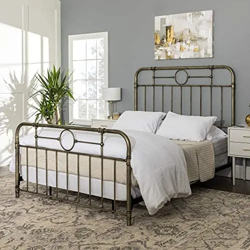 Walker Edison Vintage Metal Iron Pipe Queen Size Bed Headboard Bedroom Walker Edison Vintage Metal Iron Pipe Queen Size Bed Headboard Bedroom