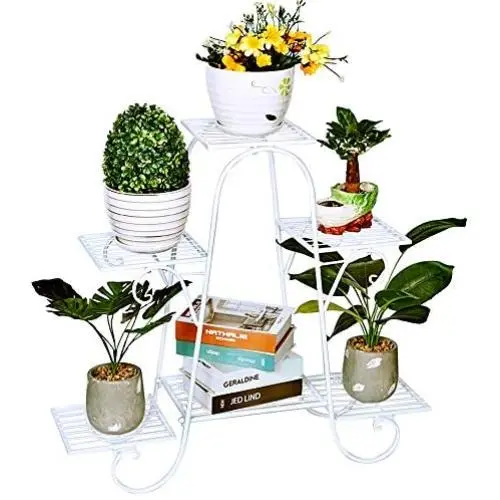 CarolynDesign 6 Tier Plant Stands for Indoors and Outdoors, Flower Pot Holder Shelf for Multi Plants, White Metal Plant Stand for Patio, L31.5 x H29.13 x W8.27in CarolynDesign 6 Tier Plant Stands for Indoors and Outdoors, Flower Pot Holder Shelf for Multi Plants, White Metal Plant Stand for Patio, L31.5 x H29.13 x W8.27in