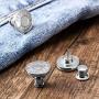 12 Sets Replacement Metal Jean Buttons Silver No Sew Instant Buttons 17 mm Detachable Pants Buttons for Jeans Clothes Jackets Bags