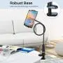 Tryone Gooseneck Tablet Stand, Tablet Mount Holder for iPad iPhone Series/Nintendo Switch/Samsung Galaxy Tabs/Amazon Kindle Fire HD and More, 30in Overall Length(Black)