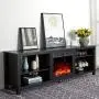 Amerlife Fireplace TV Stand, Wood Texture Entertainment Center, Wide Farmhouse Media Console Storage Cabinet for for TVs Up to 78'', 70 inches, Black Amerlife Fireplace TV Stand, Wood Texture Entertainment Center, Wide Farmhouse Media Console Storage Cabinet for for TVs Up to 78'', 70 inches, Black