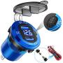 YONHAN [Upgraded Version] Quick Charge 3.0 Dual USB Car Charger with Voltmeter & ON/Off Switch, Metal 36W 12V USB Outlet Fast Charger for Car Boat Marine ATV Truck and More - Blue