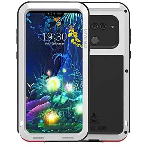Simicoo Compatible with LG V60 ThinQ Metal Bumper Military Rugged Case with Screen Protector Silicone Full body Hybrid Solid Shockproof Heavy Duty Tough Back Cover Compatible with LG V60 ThinQ(Sliver)