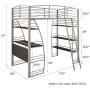 DHP Studio Loft Bunk Bed Over Desk and Bookcase with Metal Frame - Twin (Gray)