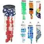 Bellaa 24834 Wind Chimes American Flag Windsock USA Patriotic Decorations Stars Stripes Blue Red White Souvenir Large Chime Outdoor Hanging Wind Chimes Outside Memorial Sympathy Bereavement 27 inch