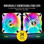 Corsair QL Series, iCUE QL120 RGB, 120mm RGB LED PWM White Fan, Single Fan