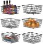 Wire Storage Basket, F-color 6 Pack Metal Baskets for Storage Organizer Bin for Pantry, Shelf, Freezer, Kitchen, Cabinet, Bathroom, Small, Black