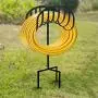 Urban Deco Garden Hose Holder Metal Decorative Hose Stand Heavy Duty Hose Holder Free Standing Garden Hose Storage Hose Stand, Black