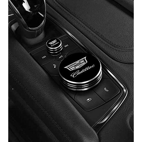 DEMILLO 2pcs Metal Modified Center Console Multimedia Control Button Knob Trims Cover Decoration for Cadillac 2019 2020 CT5/CT6/ XT4 /XT5 /XT6 (Black)
