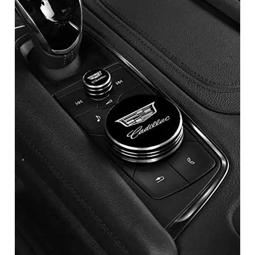 DEMILLO 2pcs Metal Modified Center Console Multimedia Control Button Knob Trims Cover Decoration for Cadillac 2019 2020 CT5/CT6/ XT4 /XT5 /XT6 (Black)