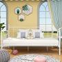 JURMERRY Metal Daybed Frame with Steel Slats Platform Furniture,White