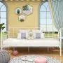 JURMERRY Metal Daybed Frame with Steel Slats Platform Furniture,White JURMERRY Metal Daybed Frame with Steel Slats Platform Furniture,White