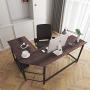 SZXKT L Shaped Desk Home Office Corner Desk Computer Table Sturdy Gaming Desk Writing Desk Workstation(Walnut)