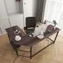 SZXKT L Shaped Desk Home Office Corner Desk Computer Table Sturdy Gaming Desk Writing Desk Workstation(Walnut)