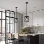 Modern Black Pendant Light with Metal Cage, One-Light Adjustable Rods Industrial Mini Pendant Lighting Fixture for Kitchen Island Cafe Bar Farmhouse, Black Modern Black Pendant Light with Metal Cage, One-Light Adjustable Rods Industrial Mini Pendant Lighting Fixture for Kitchen Island Cafe Bar Farmhouse, Black