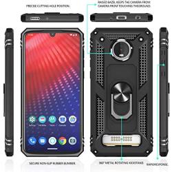 Moto Z4 Case, Moto Z4 Play Case with HD Screen Protector,Gritup 360 Degree Rotating Metal Ring Holder Kickstand Armor Anti-Scratch Bracket Cover Phone Case for Motorola Moto Z4 Force Black