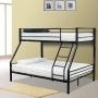 Bonnlo Bunk Bed Twin Over Full Sturdy Metal Bed Frame with Flat Ladder and Guardrail for Adults/Children/Teens, Black