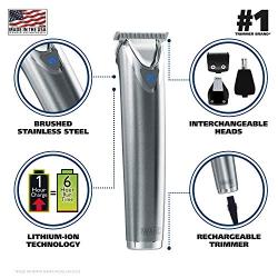 Wahl Stainless Steel Lithium Ion+ Beard and Nose Trimmer for Men, Hair Clippers, Detail Shaver, Rechargeable, All in One Mens Grooming Kit - Model 9818
