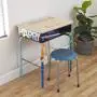 ECR4Kids ELR-24103F-MP 24'' x 18'' Adjustable Open Front Student Metal Book Box, Maple and Black Desk