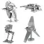 Metal Earth 3D Model Kits Star Wars Set of 4 Snowspeeder - Imperial Shuttle - Slave 1 - AT-ST