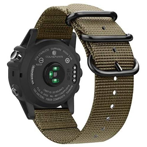 Fintie Band Compatible with Garmin Fenix 5X Plus/Tactix Charlie Watch, 26mm Premium Woven Nylon Adjustable Replacement Strap Compatible with Fenix 5X / 5X Plus / 3/3 HR Smartwatch
