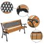 YYAO Garden Bench Outdoor Patio Bench 50'' Metal Bench Park Bench with Armrests Backrest,Hardwood Patio Furniture Bench for Porch Work Entryway Yard Lawn,Bronze & Natural
