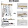 Tangkula 3 in 1 Industrial Hall Tree, Coat Rack Shoes Bench, Entryway Storage Organizer with 2-Tier Storage Bench and 5 Hooks, Wood Look Accent Furniture with Metal Frame (Natural)