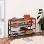 HOOBRO Shoe Rack, 4-Tier Shoe Shelf, Industrial Shoe Storage Organizer with 3 Metal Mesh Shelves, Ideal for Entryway, Hallway, Closet, Bedroom, Easy Assembly, Rustic Brown BF04XJ01 HOOBRO Shoe Rack, 4-Tier Shoe Shelf, Industrial Shoe Storage Organizer with 3 Metal Mesh Shelves, Ideal for Entryway, Hallway, Closet, Bedroom, Easy Assembly, Rustic Brown BF04XJ01