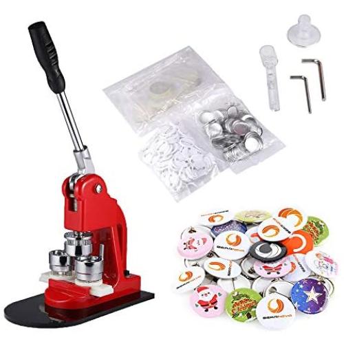 BEAMNOVA Button Badge Maker Machine 1-1/4 inch with 1000 Button Parts and Circle Cutter