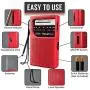 PowerBear Portable Radio | AM/FM, 2AA Battery Operated with Long Range Reception for Indoor, Outdoor & Emergency Use | Radio with Speaker & Headphone Jack (Red)