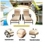 LOKATSE HOME Outdoor Patio Chaise Lounge Chair with Adjustable Backrest and Arms Metal Lounger Furniture All Weather, Khaki