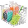 mDesign Farmhouse Decor Metal Wire Food Storage Organizer, Bin Basket with Handles for Kitchen Cabinets, Pantry, Bathroom, Laundry Room, Closets, Garage - 12'' x 9'' x 8'' - 2 Pack - Chrome