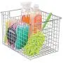 mDesign Farmhouse Decor Metal Wire Food Storage Organizer, Bin Basket with Handles for Kitchen Cabinets, Pantry, Bathroom, Laundry Room, Closets, Garage - 12'' x 9'' x 8'' - 2 Pack - Chrome