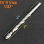 2/pack Solid Carbide Drill Bit 3/32 inch for Hardened Steel Hard ness HRa 91.3 AEROSPACE STANDARD K20 Tungsten Carbide Jobber Length Twist Drill for Metal 118 degree Four Facet Point Angle Fractional Size