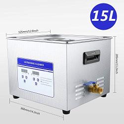 Anbull 15L Professional Ultrasonic Parts Cleaner Machine with 304 Stainless Steel and Digital Timer Heater for Jewelry Watch Coin Glass Circuit Board Dentures Small Parts