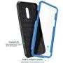 COVRWARE Iron Tank Case Compatible with Stylo 5 / Stylo 5+ / 5X / Plus with Built-in Screen Protector Heavy Duty Full-Body Rugged Holster Armor Cover Brush Metal Texture Design Belt-Clip, Blue