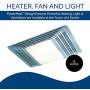 Broan-NuTone 655 Bath Fan and Light with Heater, 70 CFM 4.0 Sones, White Plastic Grille