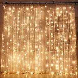 Twinkle Star 300 LED Window Curtain String Light Wedding Party Home Garden Bedroom Outdoor Indoor Wall Decorations, Warm White