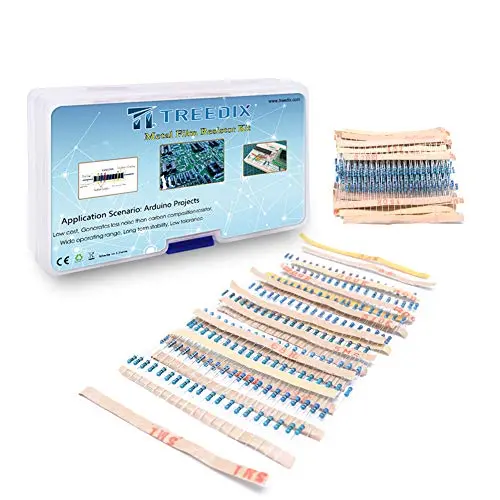 Treedix 64 Values 1280 pcs Metal Film Resistor High Precision Resistor Resistance Assortment kit Compatible with Arduino Respberry Pi Projects Treedix 64 Values 1280 pcs Metal Film Resistor High Precision Resistor Resistance Assortment kit Compatible with Arduino Respberry Pi Projects