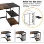 Nost & Host Switchable 59’’ L Shaped Corner Computer Desk with Free Monitor Stand & Headphone Rack, 94.5’’ 2 Person Extra Long Working Desk with Shelves, Home Office Gaming Table, Rustic Brown & Black