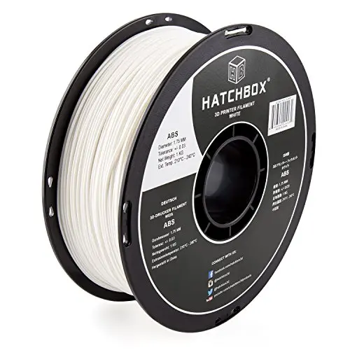 HATCHBOX ABS 3D Printer Filament, Dimensional Accuracy +/- 0.03 mm, 1 kg Spool, 1.75 mm, White, Model Number: 3D ABS-1KG1.75-WHT HATCHBOX ABS 3D Printer Filament, Dimensional Accuracy +/- 0.03 mm, 1 kg Spool, 1.75 mm, White, Model Number: 3D ABS-1KG1.75-WHT