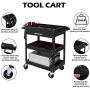 TUFFIOM 3 Tier Rolling Tool Cart, 330 LBS Capacity Industrial Service Cart, Heavy Duty Steel Utility Cart, Tool Organizer with Drawer, Perfect for Garage, Warehouse & Repair Shop (Black)